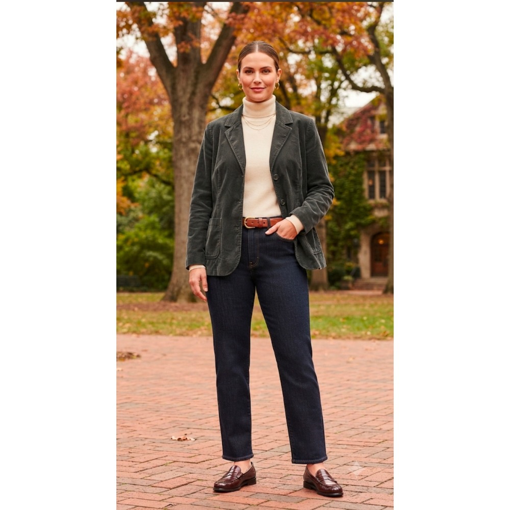Denim & Co Green Corduroy Blazer Jacket Cotton XL RN 81893